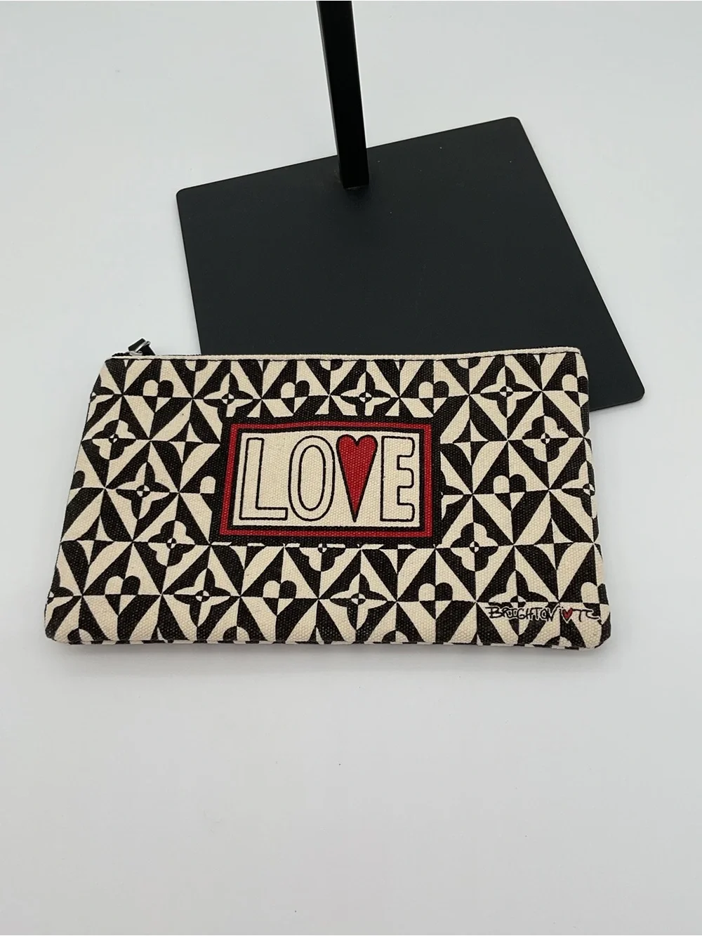 Brighton LOVE Black & Ivory Patterned Zip Pouch